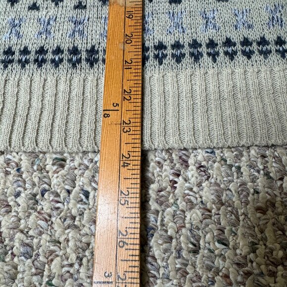 Vintage Valenhan Sweater Mens XL 100% Acrylic Beige & Navy Aztec Pattern - Picture 5 of 9